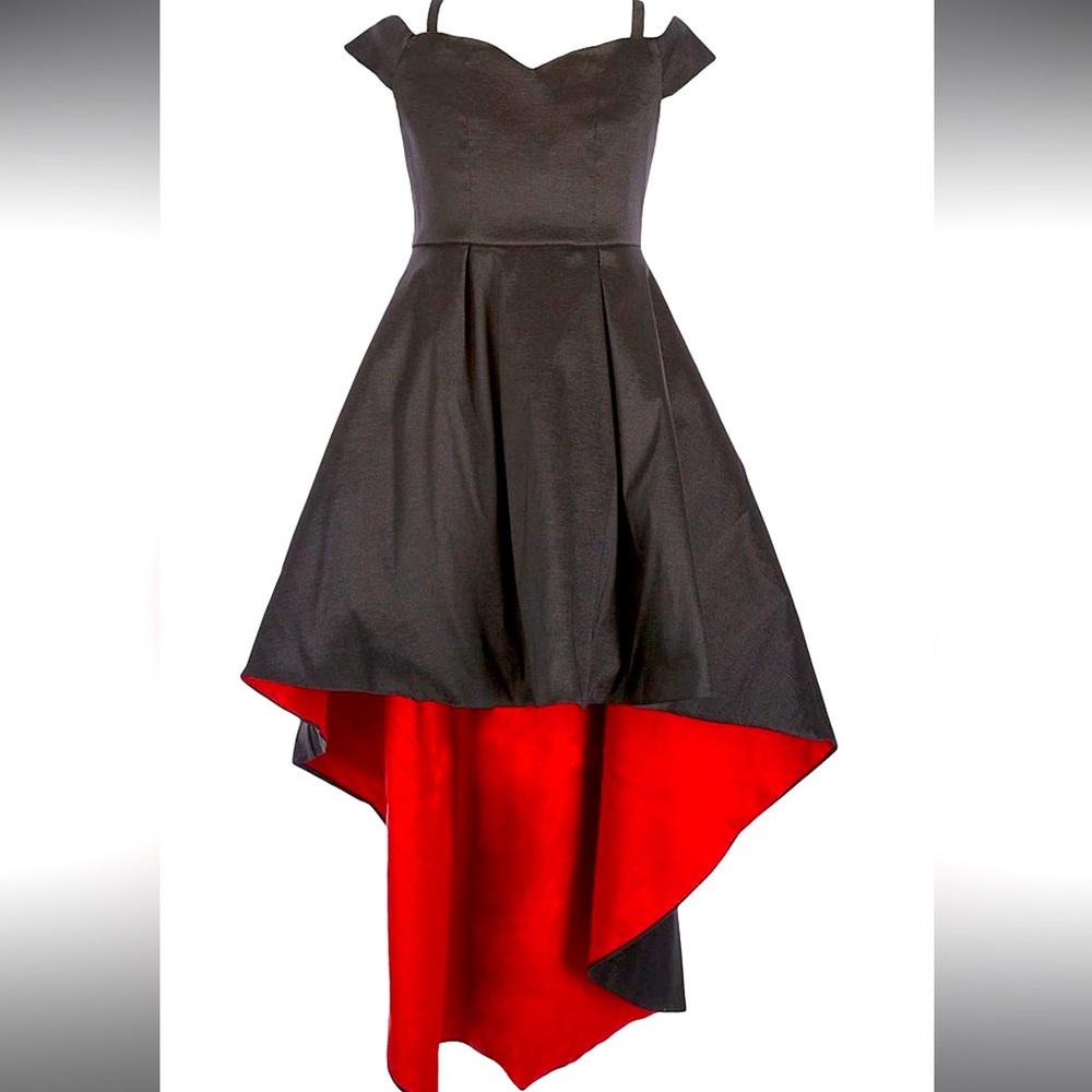 Black Taffeta
High Low Dress with Red Lining